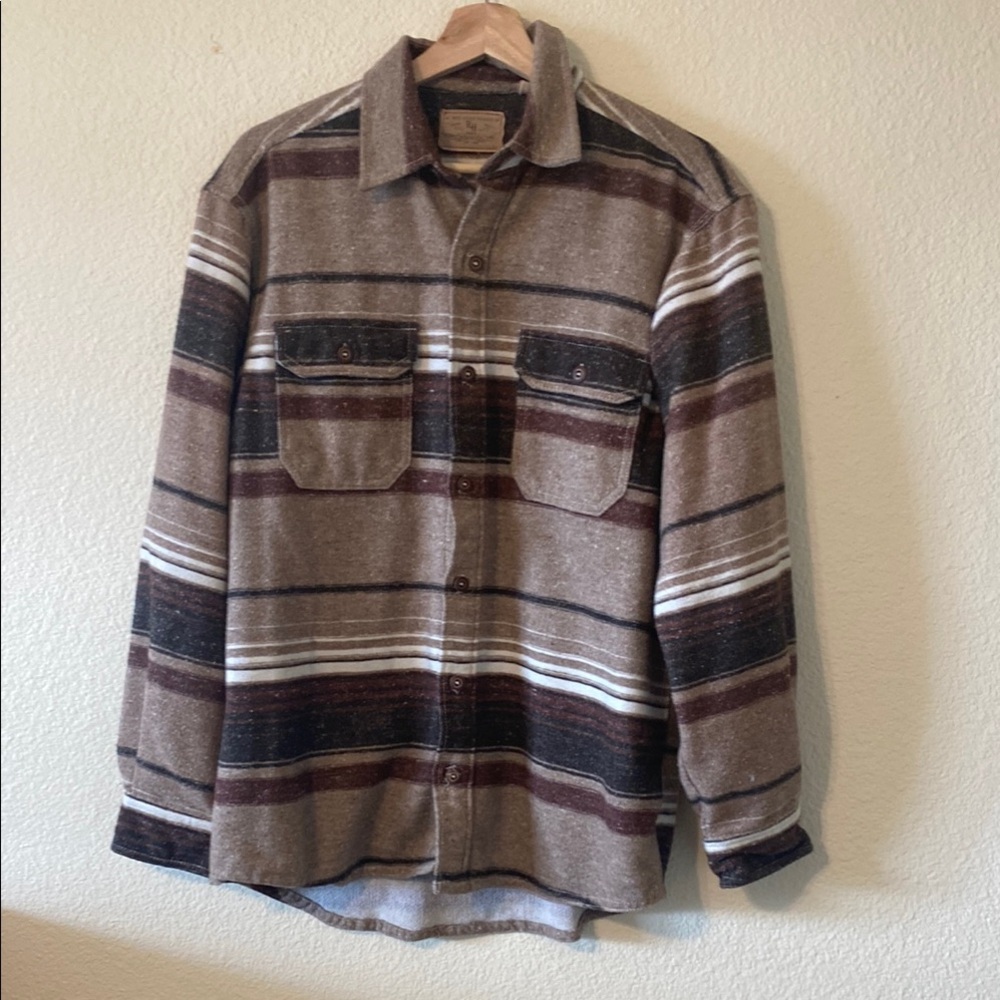 Redhead Ranch Striped Button-Up  - Brown and Cream